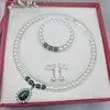 Conjunto de Pulseira e Colar de Pérolas Artificiais Colar com Pingente de Cinto de Pérolas Conjunto de Três Peças Presente para Mãe Caixa de Conjunto de Pérolas Presente