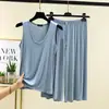 Pijama de Modal Grande com Gola U Verão Solto Camiseta Regata Shorts Roupa de Ar Condicionado Casual Plus Size Sem Mangas Roupas de Casa