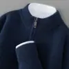 Suéter Masculino de Lã com Gola Alta e Zíper Espesso para Outono e Inverno, Camada Base de Manga Longa, Tricô Liso, Suéter Top Masculino