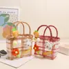 Bolsa de Palha Portátil de Gelatina Desenho Animado Fofo, Nova Bolsa de Palha Quadrada de Coelho para Viagem de Férias, Bolsa Quadrada Pequena Versátil