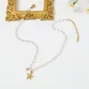 Colar Pingente Estrela-do-Mar Personalizado Europeu e Americano Transfronteiriço Novo Produto Estilo Oceano Conjunto de Brincos de Moda de Alta Qualidade Decoração Atacado