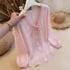 Blusa con volantes de estilo otoñal, elegante y a la moda para mujer, adelgazante, versátil y rejuvenecedora, top de manga larga, nuevo diseño de estilo francés