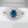 Huajie deseja AliExpress Anel de Gema Azul Marinho Estilo Europeu e Americano Feminino Noivado Casamento Noiva Amor Anel