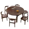 Mesa de Jantar Minimalista Moderna para Uso Doméstico, Adequada para Apartamentos Pequenos, Feita de Madeira Maciça, Extensível e Dobrável, Multifuncional, Conversível de Mesa Quadrada para Redonda