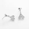 Pendientes de Minifalda con Diamantes Completos de Nuevo Estilo Transfronterizos Europeos y Americanos, Pendientes de Circonita Estilo Nicho para Mujer, Pendientes de Lujo Ligero de Alta Gama