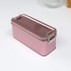 Caja de hierro esmerilado con botón rayado de fábrica tamaño pequeño para empaque de pastel de piña y té, caja rectangular de hojalata en stock