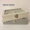Caja de Joyería de 9 Compartimentos con Ventana Transparente, Caja de Almacenamiento de Terciopelo de Alta Gama para Pendientes, Aretes y Anillos, Caja a Prueba de Polvo para Joyería de Exportación