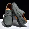 Novos Sapatos Casuais de Couro Masculinos de Primavera, Mocassins Respiráveis de Tamanho Grande, Sapatos Casuais Masculinos com Cadarço Costurados à Mão