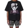 High Street Europeo y Americano Marca de Moda RHUDE Atardecer Cara Redonda de Corazón Impresión de Letras Nuevas Oversize Holgada Camiseta de Manga Corta