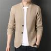 Suéter Cárdigan de Punto para Hombre Estilo Coreano Nuevo Cuello de Traje Color Sólido Moda Casual Juventud Chaqueta de Punto Transfronteriza Venta al por Mayor