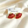 Pendientes de acero inoxidable con esmalte de girasol coloridos europeos y americanos, simples y únicos, exquisitos, de lujo ligero, elegantes y de alta gama