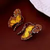 Pendientes Vintage de Plata con Forma de Rombo y Gota de Aceite Estilo Palacio Retro Exquisitos Pendientes de Botón Lujo Ligero Pendientes de Gama Alta