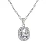 Xiaohongshu Kuaishou Douyin Celebridade da Internet Transmissão Ao Vivo Colar Banhado a Prata Pedra de Alto Carbono Diamante Quadrado Gota d'Água Formato Pera Pingente Feminino Atacado