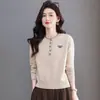 Suéter de cuello redondo 2026 para mujer, top de punto fino para primavera/otoño/invierno, suéter de punto, capa base, estilo nuevo, versátil