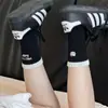 Calcetines Estilo Coreano de Kt Cat para Mujer, Calcetines de Algodón y Poliéster con Dibujos Animados Japoneses, Bloques de Color, Letras de Gato, de Caña Media, Calcetines Holgados Dulces de Nicho