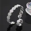 Pulsera Transfronteriza Aliexpress Cara Sonriente Retro para Mujer Diseño de Moda Ins Tendencia Elegante Pulsera Abierta de Cobre para Pareja Redonda