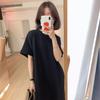 Camiseta Casual Reta de Manga Curta Feminina 24 Verão Preguiçoso Emagrecedor Simples Vestido Longo Top Venda ao Vivo Atacado