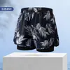 Pantalones cortos deportivos para hombre, holgados, de cinco puntos, forrados, de doble capa, falsos de dos piezas, para exteriores, natación, running, otoño, venta al por mayor