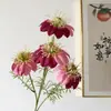 Flores Artificiales Estilo Europeo Clemátide Flor de Cordyceps de 4 Cabezas Degradado de Dos Tonos Jardín Monet Salón de Bodas Arreglo Floral Decorativo