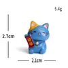 Figura criativa e fofa de gato da sorte azul para micro paisagismo, acessório de decoração DIY, mini ornamento de mesa