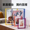 Marco de fotos acrílico de colores, portafotos, exhibidor de mesa, exhibidor de póster vacío, para colgar en la pared, clip vacío transparente de doble cara, decorativo DIY