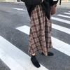 Saia Xadrez 2025 Outono e Inverno Nova Saia Xadrez Marrom de Comprimento Médio A-Line para Mulheres Cintura Alta Retrô Elegante Roupa Feminina