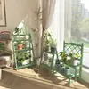 Suporte de flores para varanda, estante para plantas, prateleira vintage de madeira maciça, suporte de chão para suculentas em sacada, expositor de vasos de flores