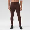 Calça de Yoga Fitness Masculina em Nylon com Bolsos com Zíper, Sensação de Pele Nu, Secagem Rápida, Calça Esportiva Longa, Calça Justa na Panturrilha 31343