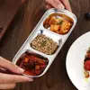 Prato de Condimentos de Aço Inoxidável 304 Estilo Coreano Churrasco Compartimento Duplo e Triplo Prato para Molho Molho para Hot Pot Prato de Molho Prato para Kimchi