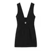 Ropa de Mujer al por Mayor Transfronteriza Estilo Europeo y Americano Verano Nuevo Suéter para Mujer Cuello en V Sin Mangas Vestido Corto
