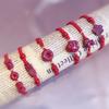 Pulsera de Cuerda Roja Benmingnian Cinabrio Pixiu Hebilla Ping An Pulsera Tejida a Mano Pura para Mujer Pulsera de la Suerte de Flores