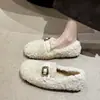 Zapatos tipo gorro Chanel de moda, zapatos tipo mocasín peludos para mujer, zapatos de algodón súper suaves, felpa corta, a la moda, nueva colección 2026 para mujeres embarazadas