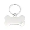 Chaveiro de Aço Inoxidável Pet Tag de Osso de Cachorro Vazado Metal Anti-Perda Pingente de Tag de Cachorro Chaveiro Gravável