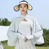 Xale de Proteção Solar em Estoque para Mulheres, Cobertura Respirável Solta de Manga Longa para Ciclismo, Manto de Proteção UV de Verão, Roupa de Proteção Solar de Seda Gelada