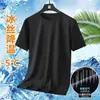 Camiseta de Color Sólido Transpirable de Seda de Hielo de Secado Rápido para Hombre, Camisa de Trabajo Delgada de Malla Transpirable para Deportes de Verano, Cruzada del Fabricante