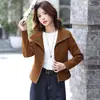 Nuevo Producto Otoño/Invierno 2026: Chaqueta de Cuero Holgada Casual Versátil, Cárdigan de Moda de Gamuza, Abrigo de Manga Larga Talla Grande para Mujer