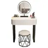 Tocador Apartamento Pequeño Madera Maciza Dormitorio Moderno Simple Lujo Ligero Estilo Crema Tocador de Pizarra de Gama Alta Gabinete Mesa
