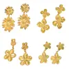 Aretes de flor dorada para mujer, aretes versátiles de moda de lujo ligero, diseño de nicho con un toque de alta gama, comercio exterior transfronterizo