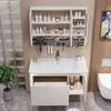 Nuevo Panel de Puerta Pintado de Madera de Caucho Yida con Luz Ambiental Combinación de Gabinete de Baño Lavabo Integrado de Cerámica Gabinete para Lavabo