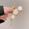 Acessórios de Cabelo de Luxo, Presilha Flor Rosa Borboleta, Presilha de Cabelo com Franja Flor Rosa Estilo Francês para a Parte de Trás da Cabeça, Acessórios de Cabelo de Ano Novo