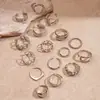 Juego de 16 Piezas de Anillos Abiertos Irregulares Geométricos Metálicos Europeos y Americanos, Sencillos y de Nicho, Transfronterizos, Joyería Única y Personalizada para Mujeres