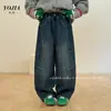 Pantalones vaqueros forrados de forro polar para niñas YOJIA, nuevos de invierno 2026, estilo coreano, pantalones casuales engrosados para niños mayores, modernos