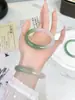 Pulseiras de Ágata Tipo Gelo Naturais no Atacado do Fabricante, Estilo Barra Plana, Pulseiras de Jade Verde Claro para Meninas, Pulseiras de Calcedônia Verde Óleo, Dropshipping Disponível
