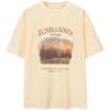 Camiseta Estilo Japonês Manga Curta Feminina Verão Solta Ins Estilo Gentil Estilo Americano Retro Letra Nicho damasco Top