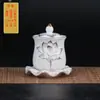 Plato de Frutas para Ofrenda a Buda, Set de Ofrenda a Buda para el Hogar, Copa de Ofrenda, Florero, Quemador de Incienso de Cerámica con Relieve Dorado, Set de Ofrenda a Buda