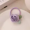 Corea Flor Rosa Amarilla Historia Flor Scrunchie Diadema de Pelo de Alta Gama Suave Dulce Camelia Goma para el Cabello Accesorios para la Cabeza Elásticos