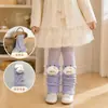 Calcetines de Rizo Desmontables de Dos Vías para Niñas, Estilo Primavera/Otoño de Polar Delgado Clase A, Calentadores de Piernas de Rizo con Muñeco 3D de Dibujos Animados para Niños