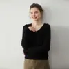 O Segredo para Emagrecer em Looks Totalmente de Caxemira para o Trabalho~ Camada Base Versátil Regular com Decote V de Caxemira de Cabra Feminina, Novo para Outono e Inverno 2025