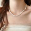 Collar Corto para Mujer con Hebilla Magnética Redonda Chapado en Oro Real y Perla de Cristal, Nueva Joyería Explosiva de Celebridad de Internet