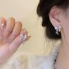 Pendientes de botón con forma de estrella y lazo de circón para mujer, nicho, lujo ligero, simples, puros, dulces, moda, temperamento, pendientes de celebridad de internet